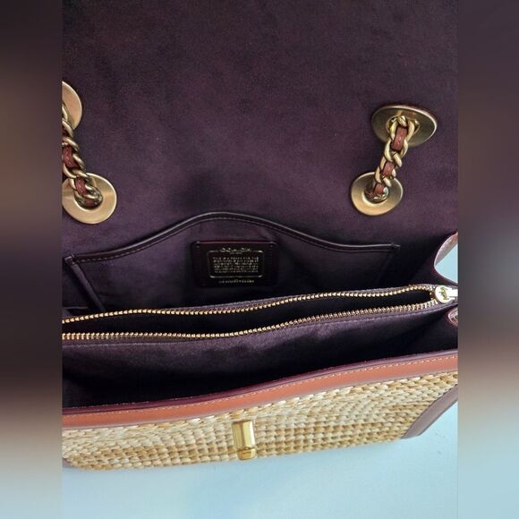 Coach Parker In Colorblock Woven Straw/Leather - Picture 9 of 16